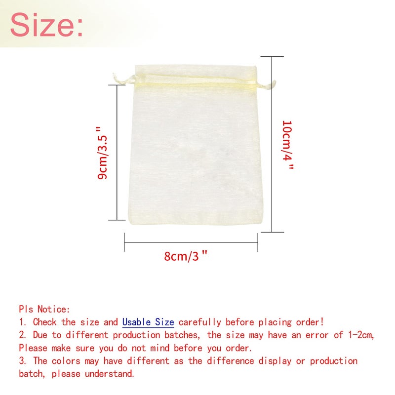 Bezall 50Pcs Sheer Organza Bags 3x4 Inch, Small Jewelry Gift Bags with Drawstring for Wedding Party Favor Christmas Candy Pouches (Beige) - Image 3